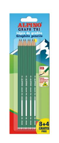 Foto de Lápices triangulares de grafito Alpino, Blister de 8+4 (508953)