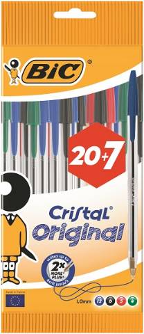 Bolígrafos Bic Cristal Surtidos 20+7 uds