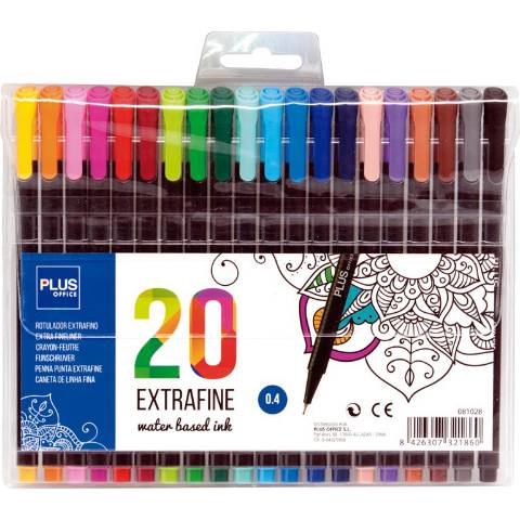 Foto de Rotulador Plus office 0,4mm Extrafine. Estuche de 20 colores (081028)