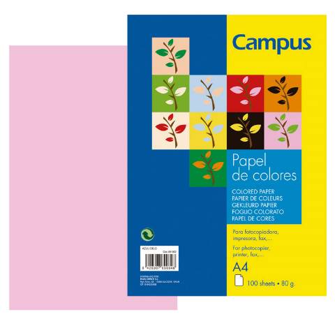 Foto de Papel de color Campus en formato Din A4 de 80 gramos. Paquete de 100 unidades en color Rosa (002044)