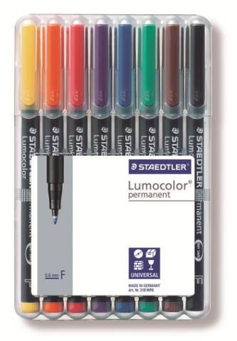 Foto de Rotulador Marcador permanente de Staedtler OHP Lumocolor 318 punta Fina. Estuche de 8 colores surtidos (080237)