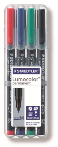 Foto de Rotulador Marcador permanente de Staedtler OHP Lumocolor 317 punta Media. Estuche de 4 colores surtidos (249461)