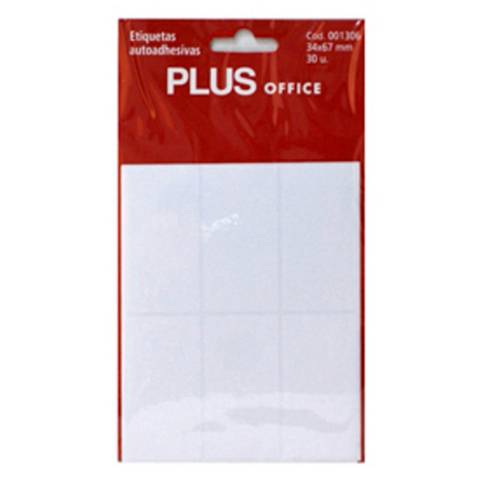 Foto de Etiquetas autoadhesivas 34 x 67mm. Plus Office, Sobre de 5 hojas. 30 unidades (001306)