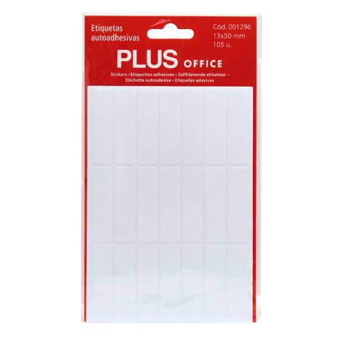 Foto de Etiquetas autoadhesivas 13 x 50mm. Plus Office, Sobre de 5 hojas. 105 unidades (001296)