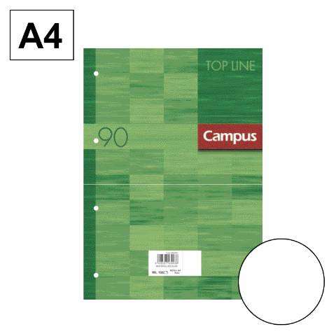 Foto de Recambio de papel DIN A4 de 90 gramos. De 4 Anillas. 100 hojas. Rayado Liso. Campus. (002441)