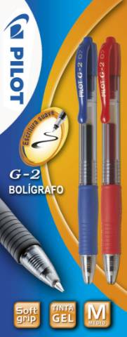 Foto de Bolígrafo Gel Pilot G-2 Retráctil. Blister 2 unidades Azul + Rojo (124824)