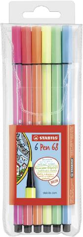 Foto de Rotulador Stabilo Pen 68 con punta de fibra. Estuche de 8 colores Pastel (124596)