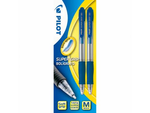 Foto de Bolígrafo Pilot Supergrip. Blister 2 unidades Azul + Azul (124806)