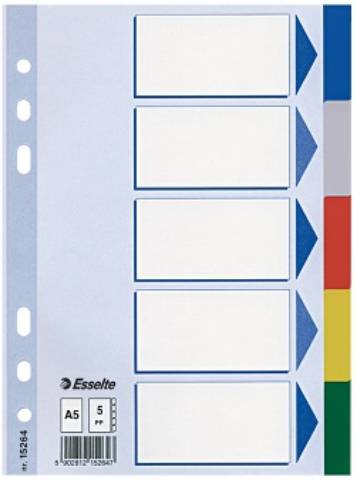 Foto de Separadores con 5 pestañas en polipropileno en formato Cuarto. Esselte Opaco Color (503389)