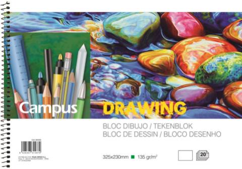 Foto de Cuaderno, Bloc de Dibujo, Formato Din A4 con espiral, Hojas en liso y con recuadro. Campus Drawing (600282)