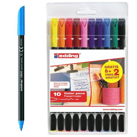 Foto de Rotulador Edding Nº 1200. Blíster de 8+2 colores (124874)