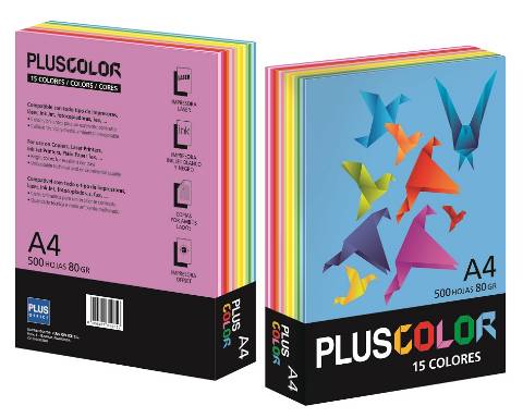 Foto de Papel de color en formato Din A4 de 80 gramos. Paquete de 500 unidades en 15 Colores Surtidos. (002210)