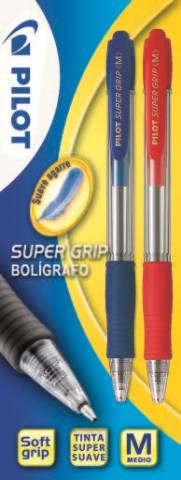 Foto de Bolígrafo Pilot Supergrip. Blister 2 unidades Azul + Rojo (124805)