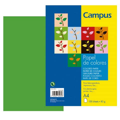 Foto de Papel de color Campus en formato Din A4 de 80 gramos. Paquete de 100 unidades en color Verde Intenso (001577)