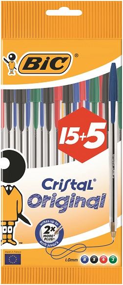 Ofiarea. Bolígrafo Bic Cristal Original. Bolsa de 15+5 unidades surtidos  (880387)