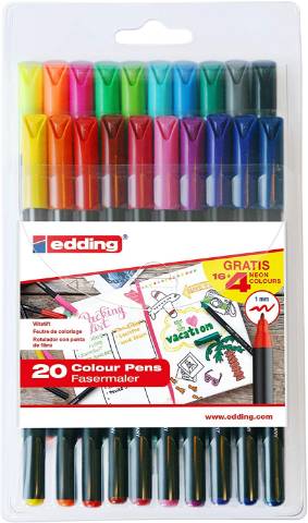 Foto de Rotulador Edding Nº 1200. Blíster de 16+4 colores (124875)