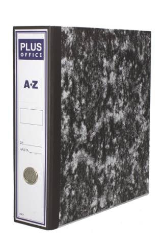 Foto de Archivador Palanca Carton, Formato Din A4, Color negro jaspeado. Marca Plus (180091)