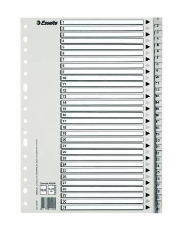 Foto de Índice Separador Multitaladro de plástico formato Folio 1-31 Esselte (503475)