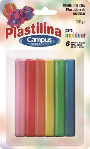 Foto de Plastilina Campus Barritas 100gr. Blister de 6 unidades (630580)