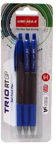Foto de Bolígrafo Unimax Trio RT GP. Blister 3 unidades Azules (080983)