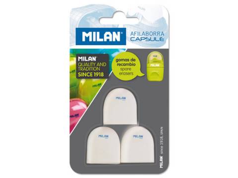 Foto de Gomas de Borrar Milan para recambio Capsule. Blister de 3 unidades (121707)