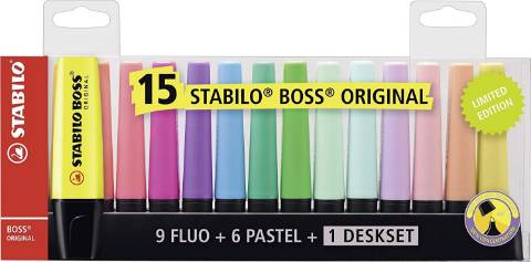 Foto de Rotulador Marcadores Fluorescentes Stabilo Boss. Estuche de 15 + Deskset (124516)