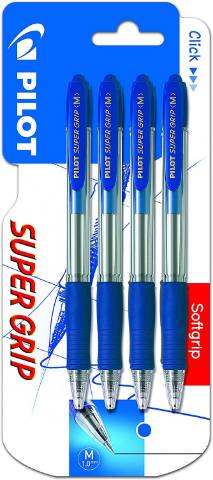 Foto de Bolígrafo Pilot Supergrip. Blister 4 unidades Azules (124809)