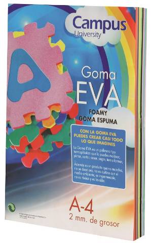 Foto de Lámina Goma Eva 2mm. Formato Din A4. Bolsa de 12 colores surtidos (630450)