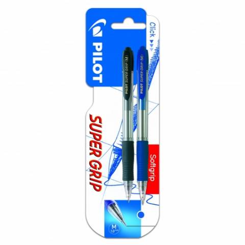 Foto de Bolígrafo Pilot Supergrip. Blister 2 unidades Azul + Negro (124804)