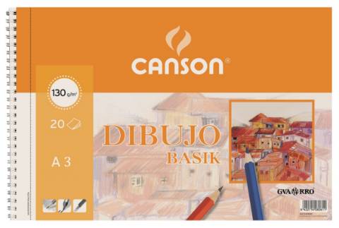 Foto de Cuaderno, Bloc de Dibujo Basic, Formato Din A3 con Espiral, Hoja Lisa sin recuadro. Canson (600072)