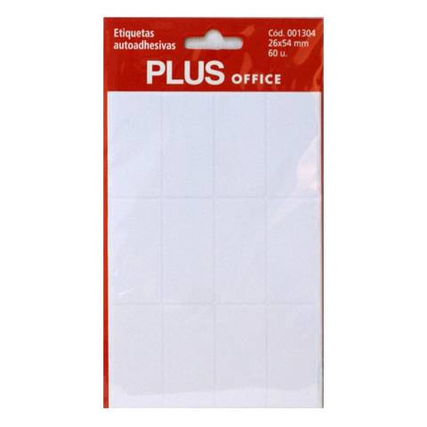 Foto de Etiquetas autoadhesivas 26 x 54mm. Plus Office, Sobre de 5 hojas. 60 unidades (001304)