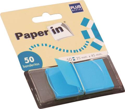 Foto de Marcapáginas Banderitas Separadoras Adhesivas, Con dispensador de 50 Unidades, Azul. Paper In (001641)
