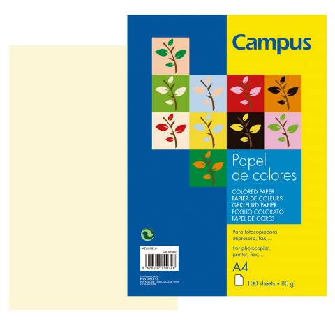 Foto de Papel de color Campus en formato Din A4 de 80 gramos. Paquete de 100 unidades en color Crema (001576)