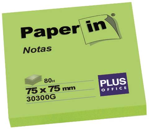 Foto de Bloc de Notas Adhesivas. Paper in 75x75. 80 Hojas Neón Verde (001209)
