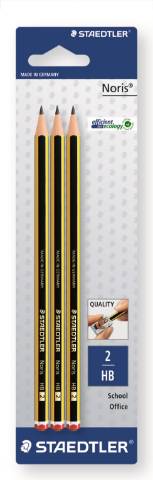 Foto de Lápices de grafito Nº2 HB Staedtler Noris. Blister de 3 unidades (120756)