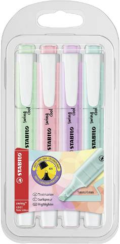 Foto de Rotulador Marcadores Fluorescentes Stabilo Swing Cool. Blíster 4 pastel (124793)
