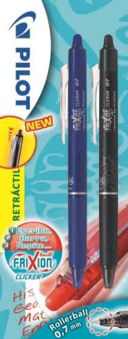 Foto de Bolígrafo Borrable Frixion Clicker. Blister 2 Azul + Negro (121366)