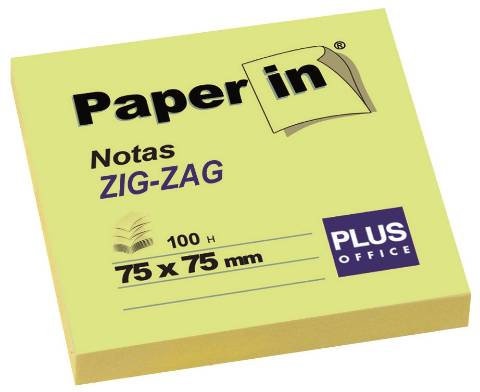 Foto de Bloc de Notas Adhesivas. Paper in 75x75 Zig-Zag. 100 Hojas Amarillas (001835)