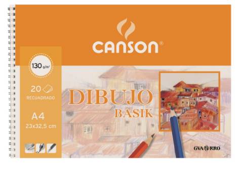 Foto de Cuaderno, Bloc de Dibujo Basic, Formato Din A4 con Espiral, Hoja Lisa con recuadro. Canson (600064)