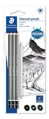 Foto de Lápices Carboncillo Staedtler Blister de 3 unidades + difumino (125996)