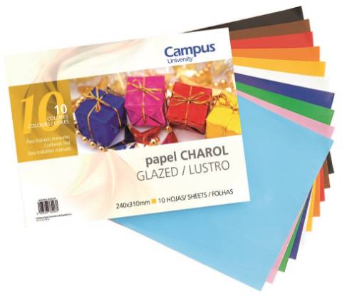 Foto de Bloc de papel Charol para Trabajos Manuales, 235x320mm 10 Colores surtidos (630096)