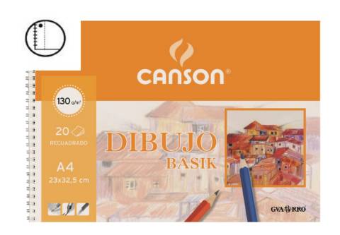 Foto de Cuaderno, Bloc de Dibujo Basic, Formato Din A4 con Espiral y Taladro, Hoja Lisa con recuadro. Canson (600063)
