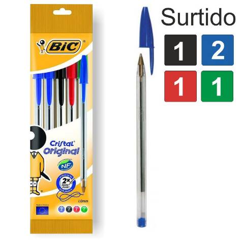 Foto de Bolígrafo Bic Cristal Original. Bolsa de 5 unidades Surtidos (127585)