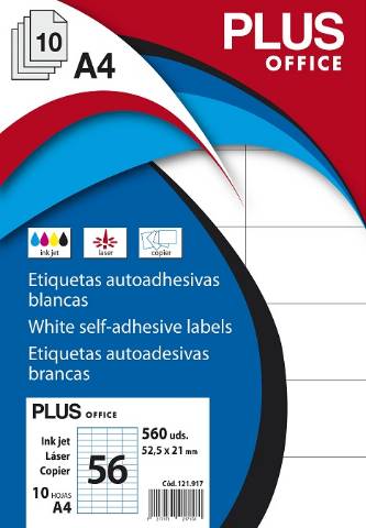 Etiquetas Autoadhesivas Din A4 52,5 x 21,2mm. Plus 10 hojas (121917)