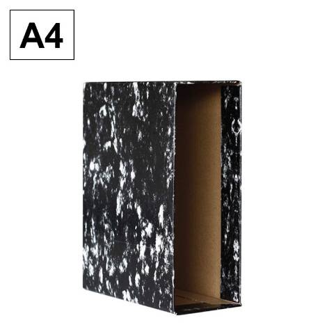 Foto de Caja Archivador Cartón, Formato Din A4, Color Negro Jaspeado. Marca Plus (180095)