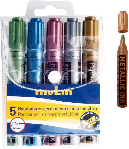 Foto de Rotulador metalizado Molin 2-3mm. Blíster de 5 unidades surtidos (125300)