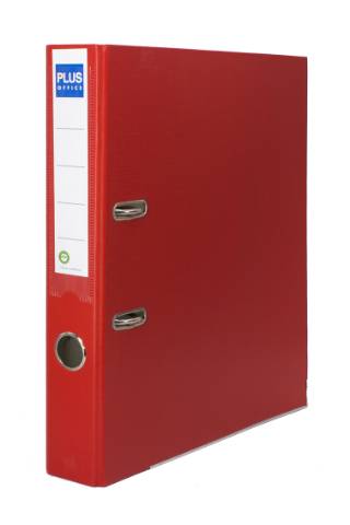 Foto de Archivador Palanca Forrado, Lomo Estrecho, Formato Din A4, Color Rojo. Marca Plus (180373)
