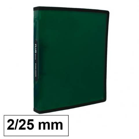 Foto de Carpeta Polipropileno con 2 anillas de 25mm Translúcida, Formato Din A4. Plus Office Ribete Verde (180883)