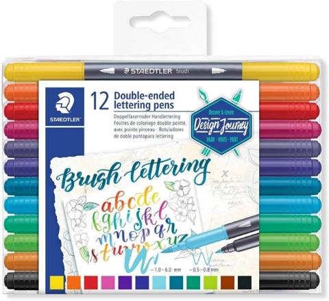 Foto de Rotulador Staedtler 3004 Doble Punta Pincel 12 colores (125992)