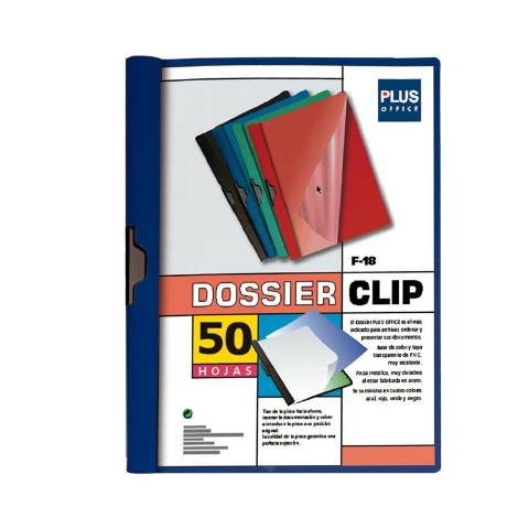 Foto de Dosier con Pinza lateral en formato Din A4 y capacidad de 50 hojas. Plus office en color Azul (180266)